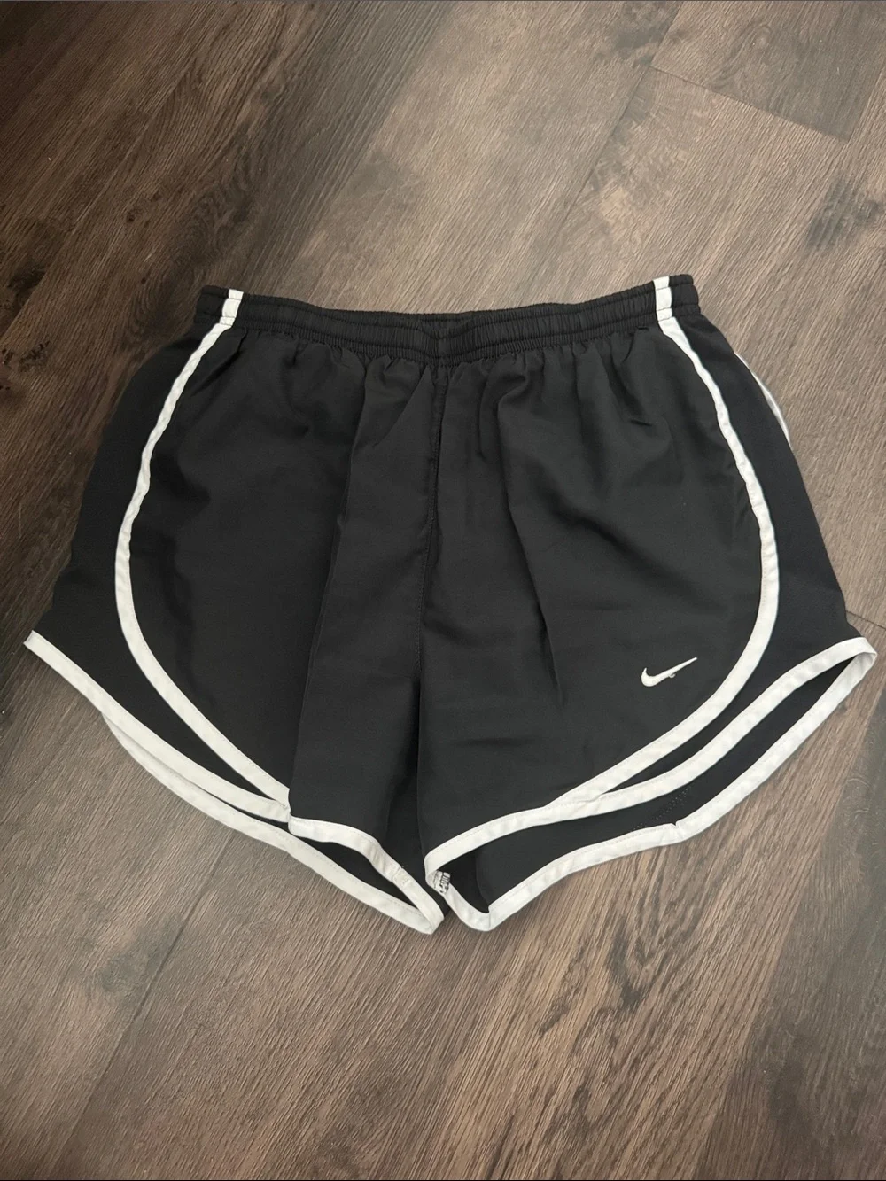 Nike Women’s Black Athletic Shorts with White Piping